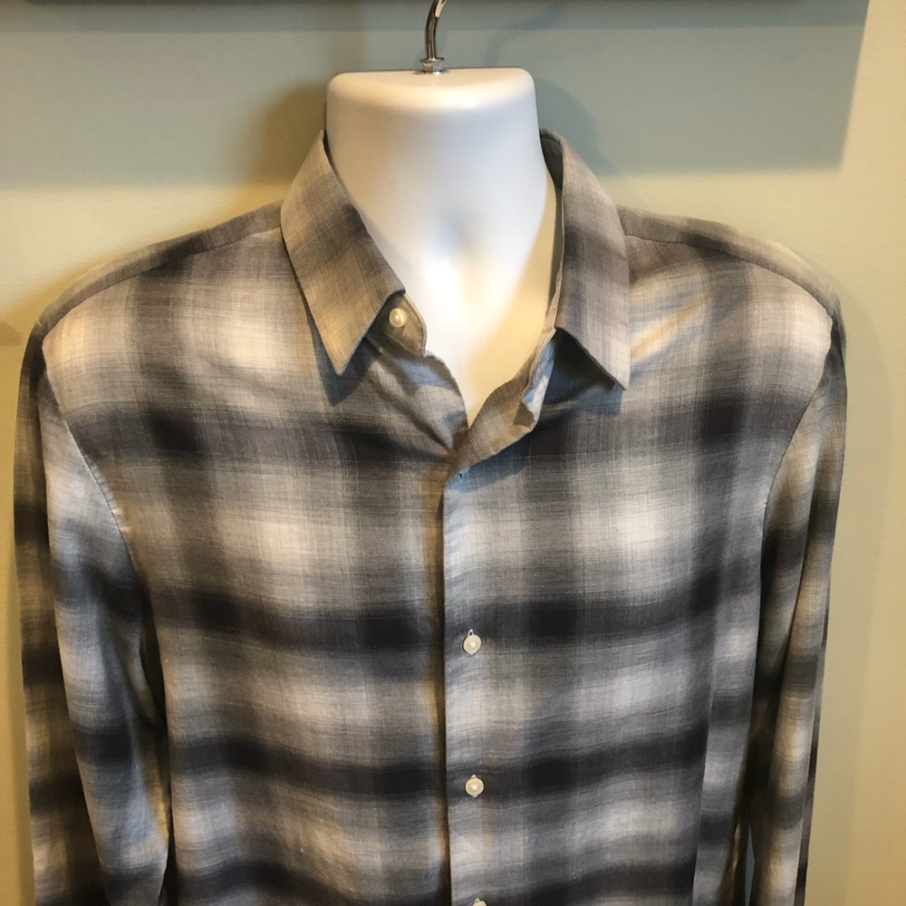 Vince Men’s Long Sleeve Plaid 100% Cotton Button Down Shirt